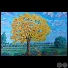 LAPACHO FLORIDO AMARILLO EN LAS CAMPIÑAS - Pintura de Vilma Riveros